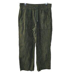 Athleta Womens Retreat 100% Linen Wide Leg Pant Size Small Petite Green